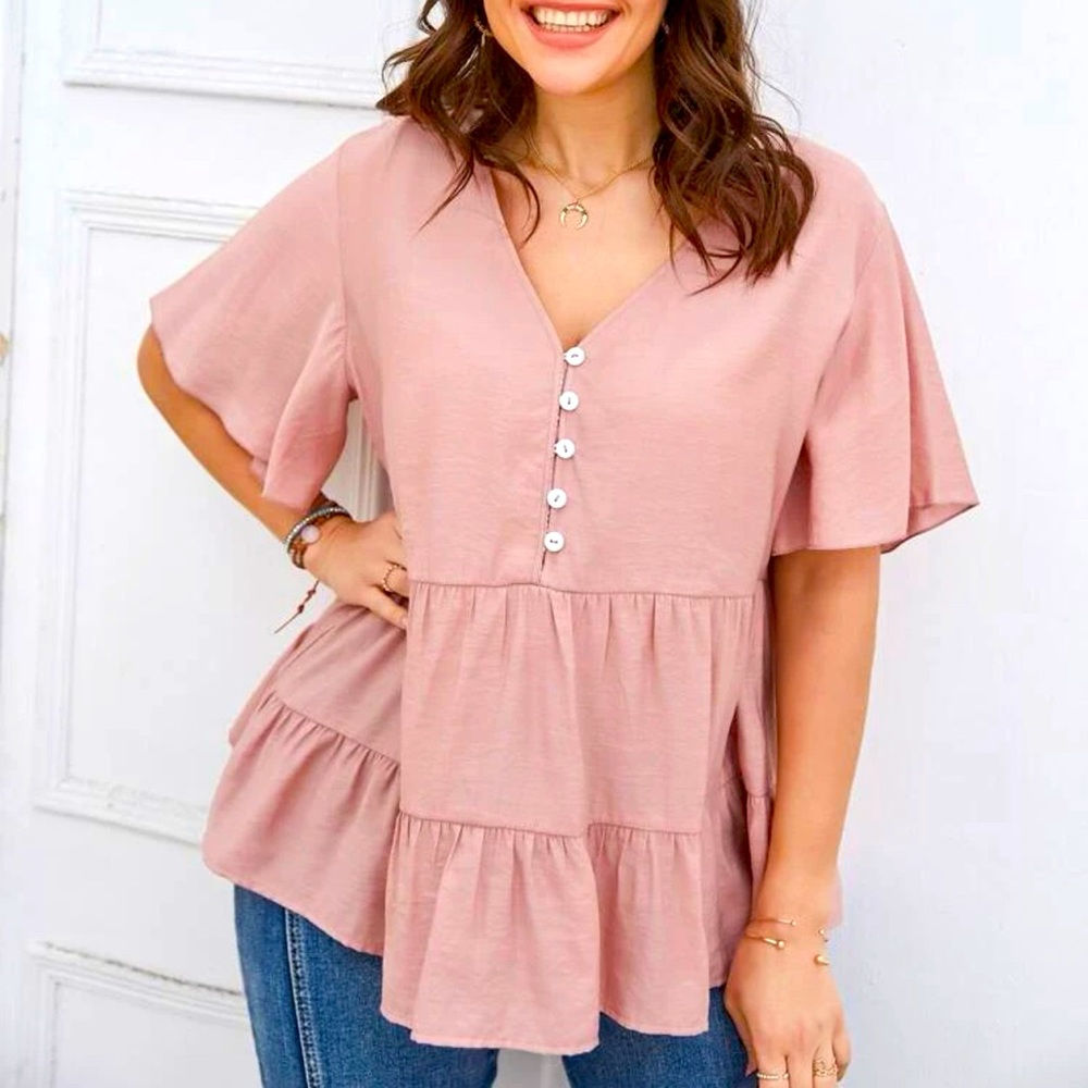 Ruffle Hem Tonic Blouse